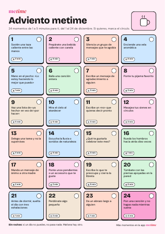 Portada del Adviento metime: calendario de 24 momentos